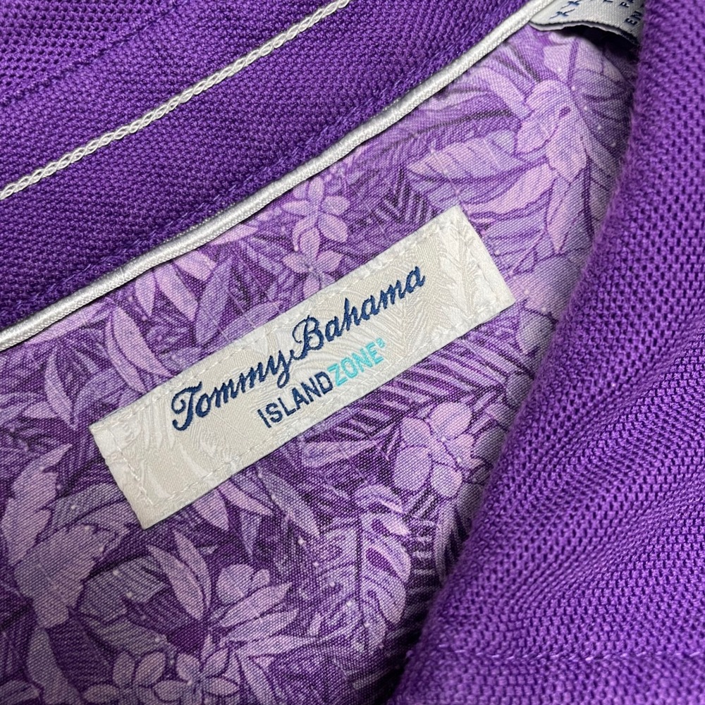 Tommy Bahama IslandZone Mens XXL Purple Pique Polo Shirt Short Sleeve Marlin - Picture 2 of 11